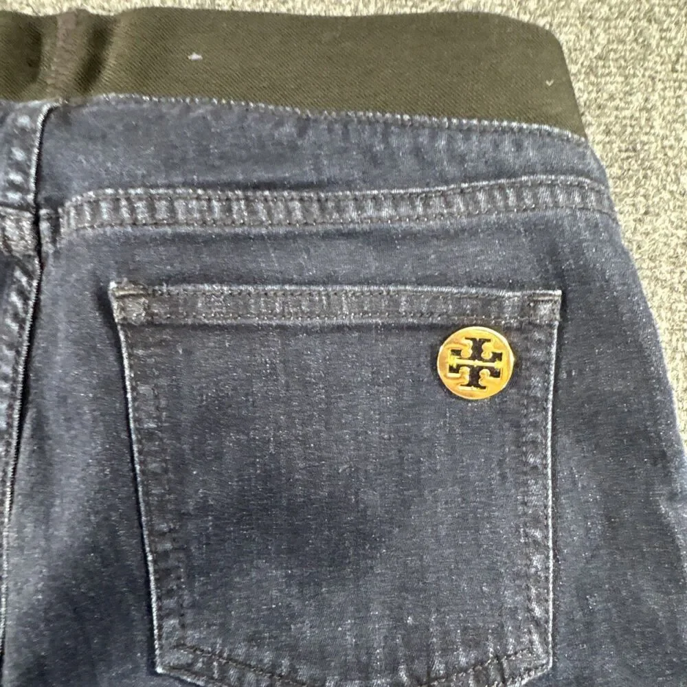 Tory Burch Denim Leggings Skinny Pull On Dark Wash Stretch Jeans Size 27